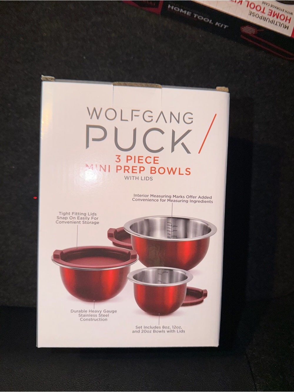 3-Piece Red Mini Prep Bowls with Lids